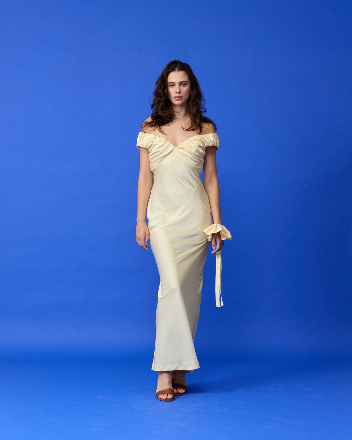 RUBY - Raquel Satin Gown in Butter