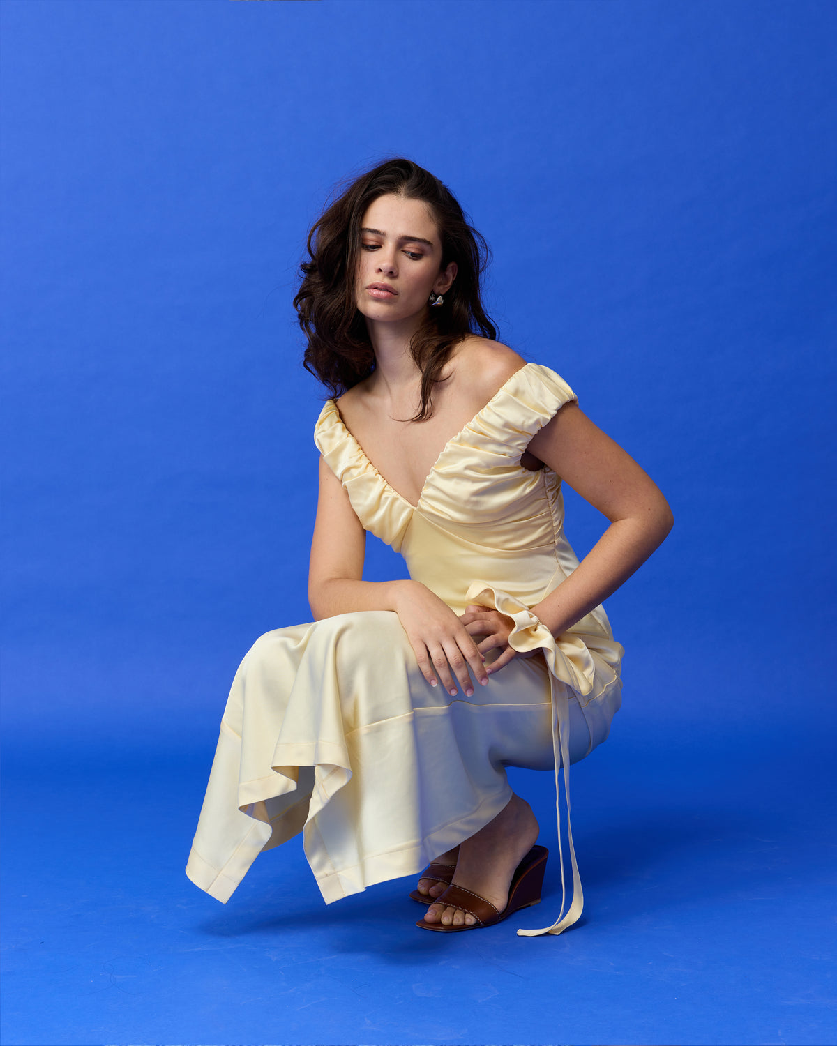 RUBY - Raquel Satin Gown in Butter