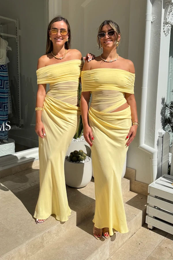 BENNI - Nico Off Shoulder Maxi in Butter