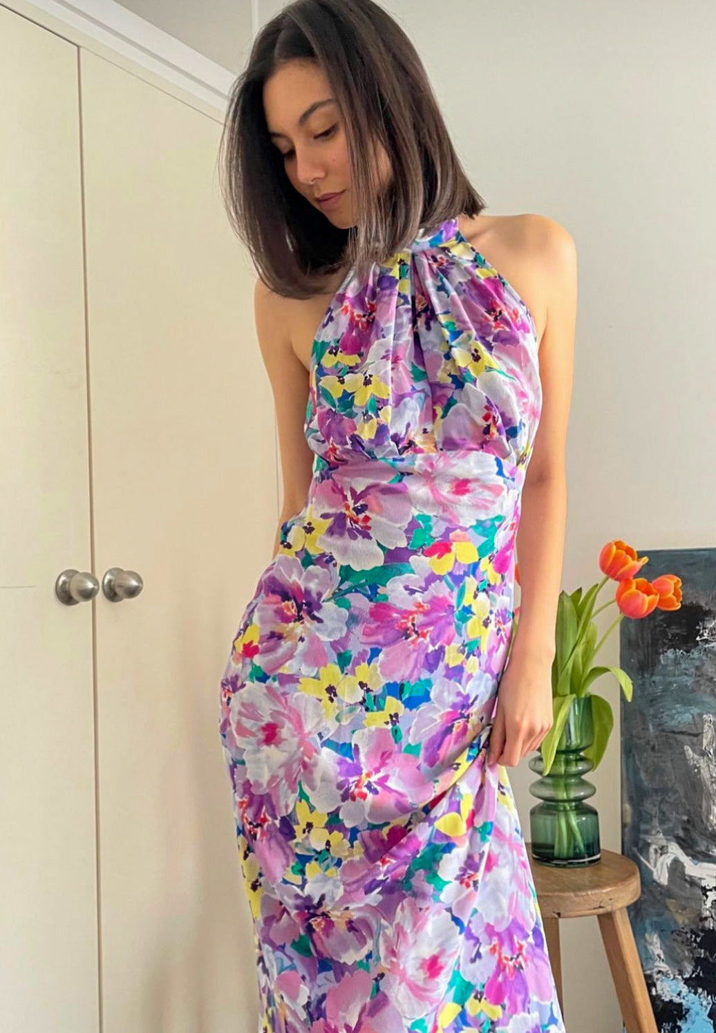 Gigi Silk Halter Dress