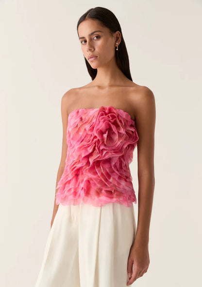 Rosette Ruffle Bustier