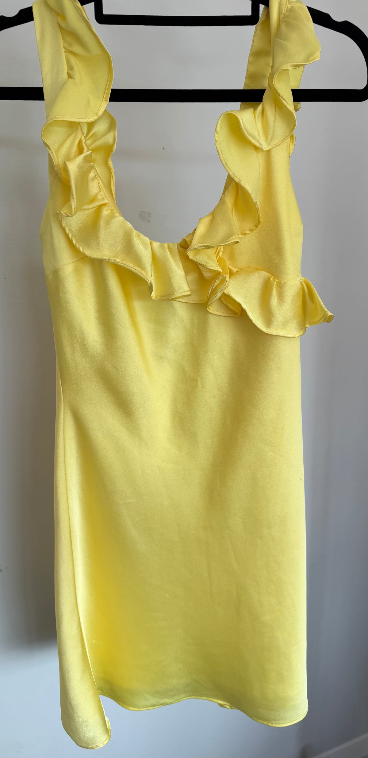 House of CB - Tink Buttercup Satin Ruffle Mini Dress (For Sale)