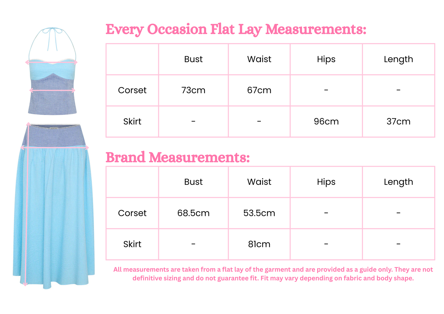 measurement chart for adeline set