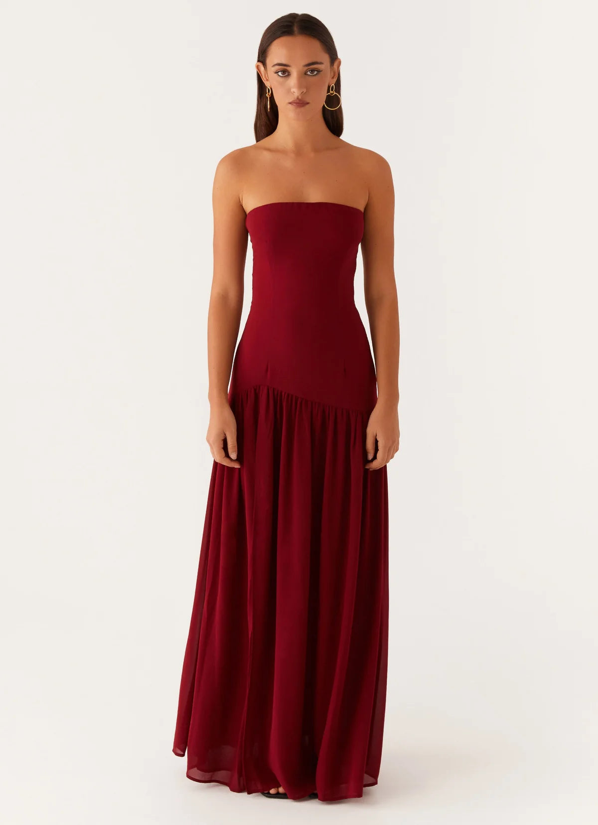 Peppermayo - Eden Strapless Maxi in Maroon