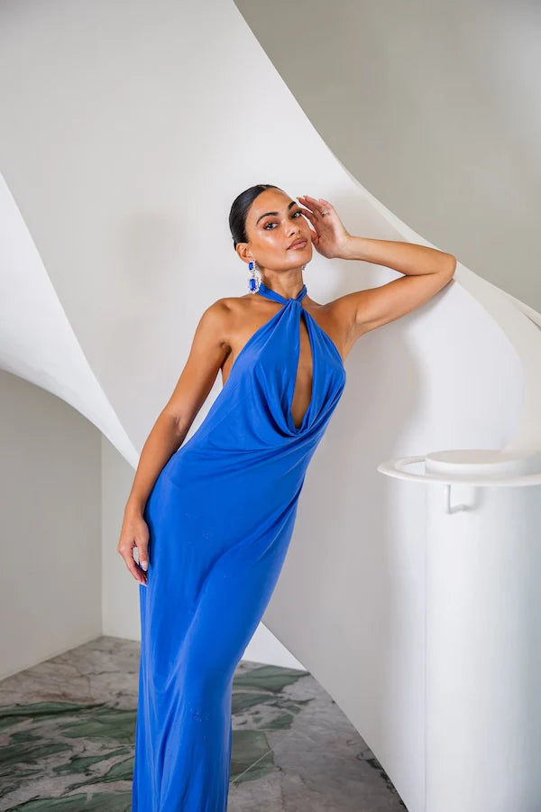 Saint Plunge Maxi Dress - Sapphire