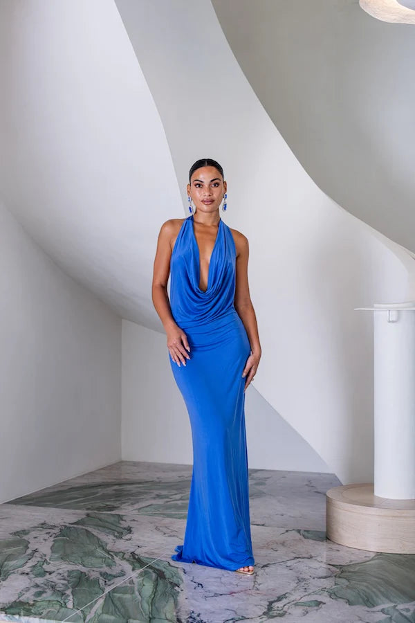 Saint Plunge Maxi Dress - Sapphire