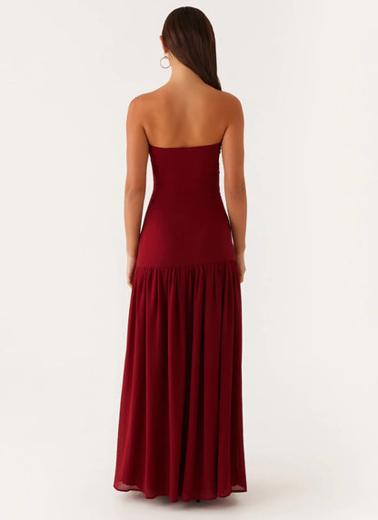 Peppermayo - Eden Strapless Maxi in Maroon