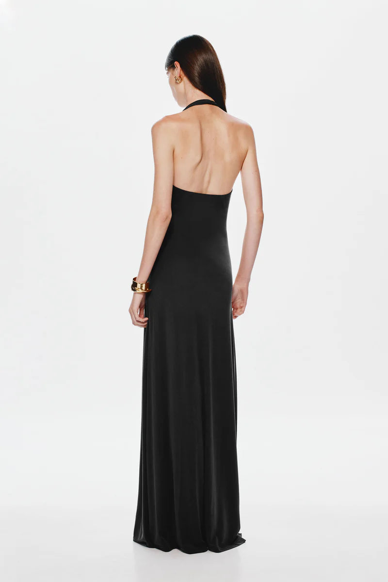 Misha - Jennifer Cupro Maxi Dress in Black