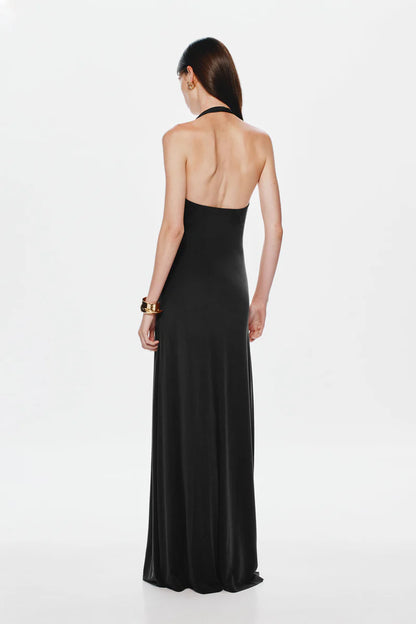 Misha - Jennifer Cupro Maxi Dress in Black