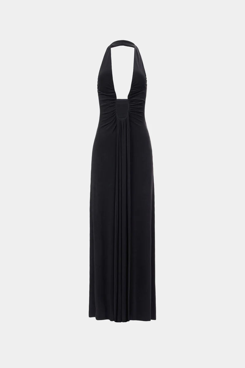Misha - Jennifer Cupro Maxi Dress in Black