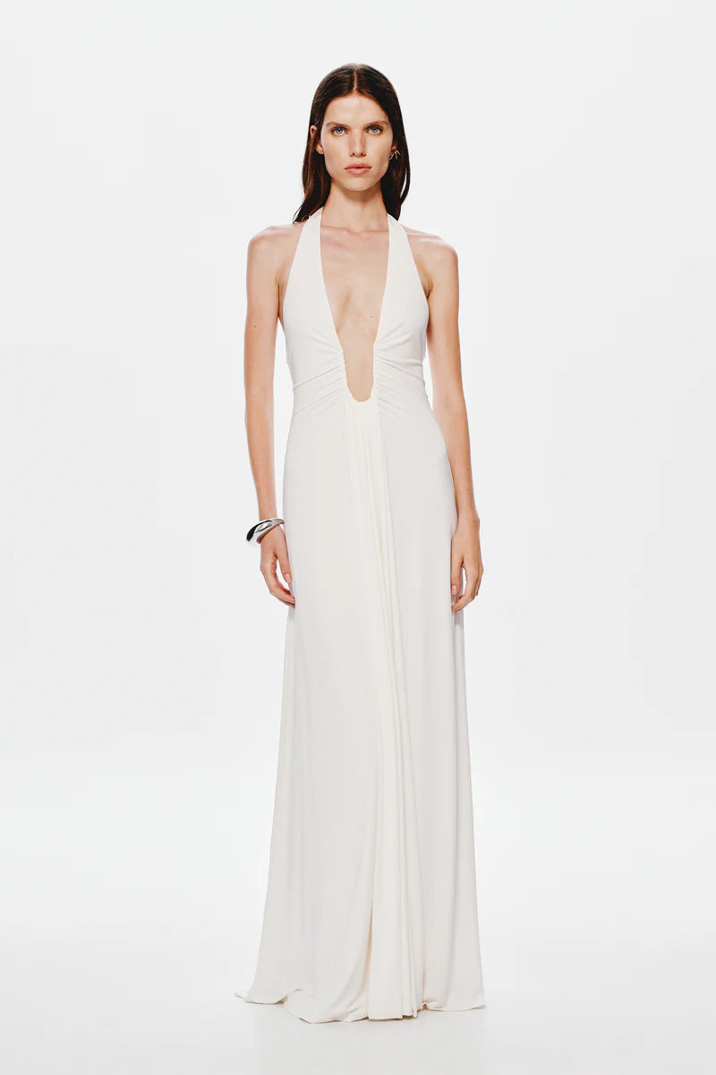 Misha - Jennifer Cupro Maxi Dress in White