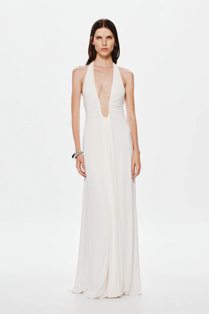 Misha - Jennifer Cupro Maxi Dress in White