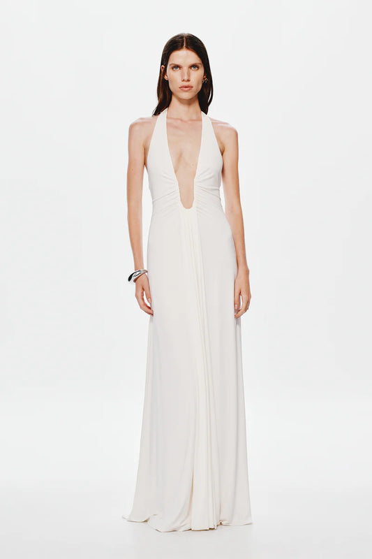 Misha - Jennifer Cupro Maxi Dress in White