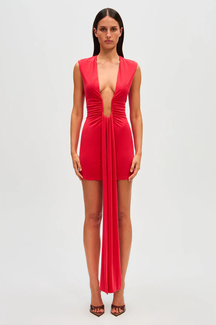 Misha - Jennifer Cupro Mini Dress in Red