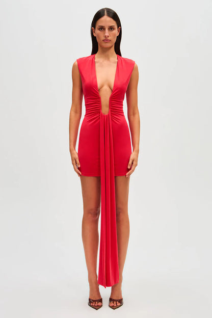 Misha - Jennifer Cupro Mini Dress in Red