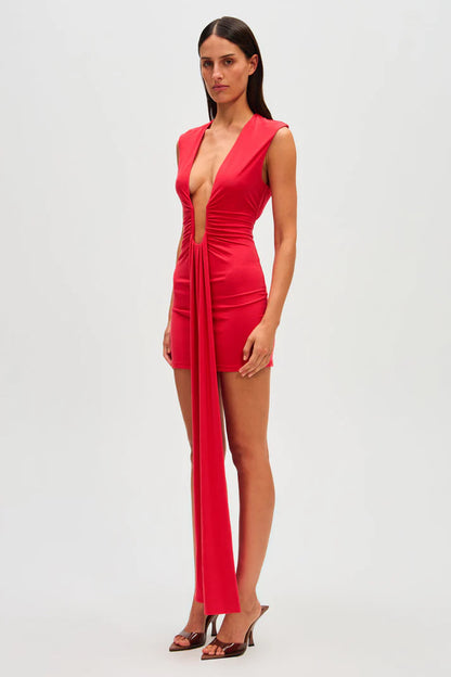 Misha - Jennifer Cupro Mini Dress in Red