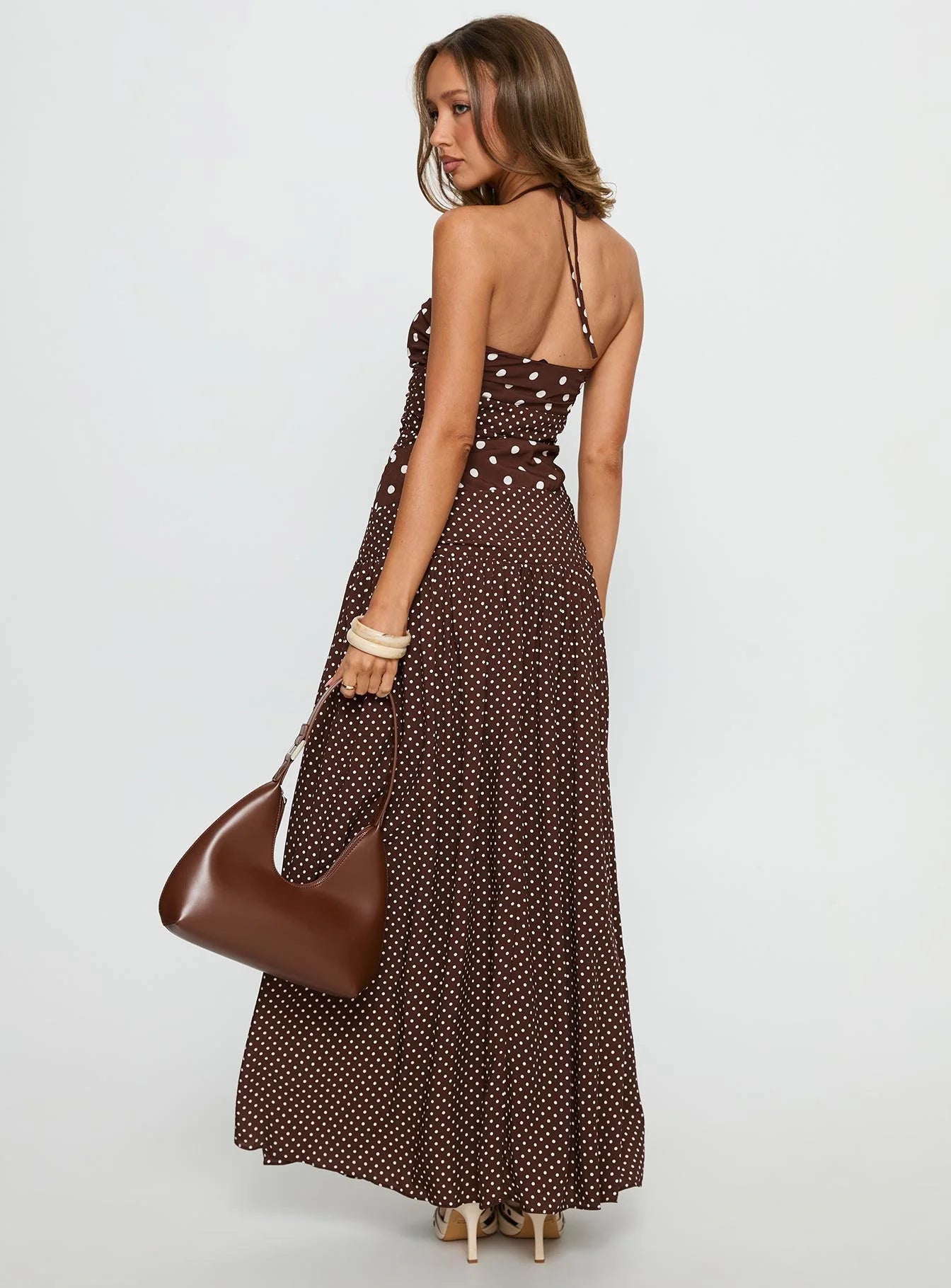 Princess Polly - Marguerite Halter Maxi Dress in Brown