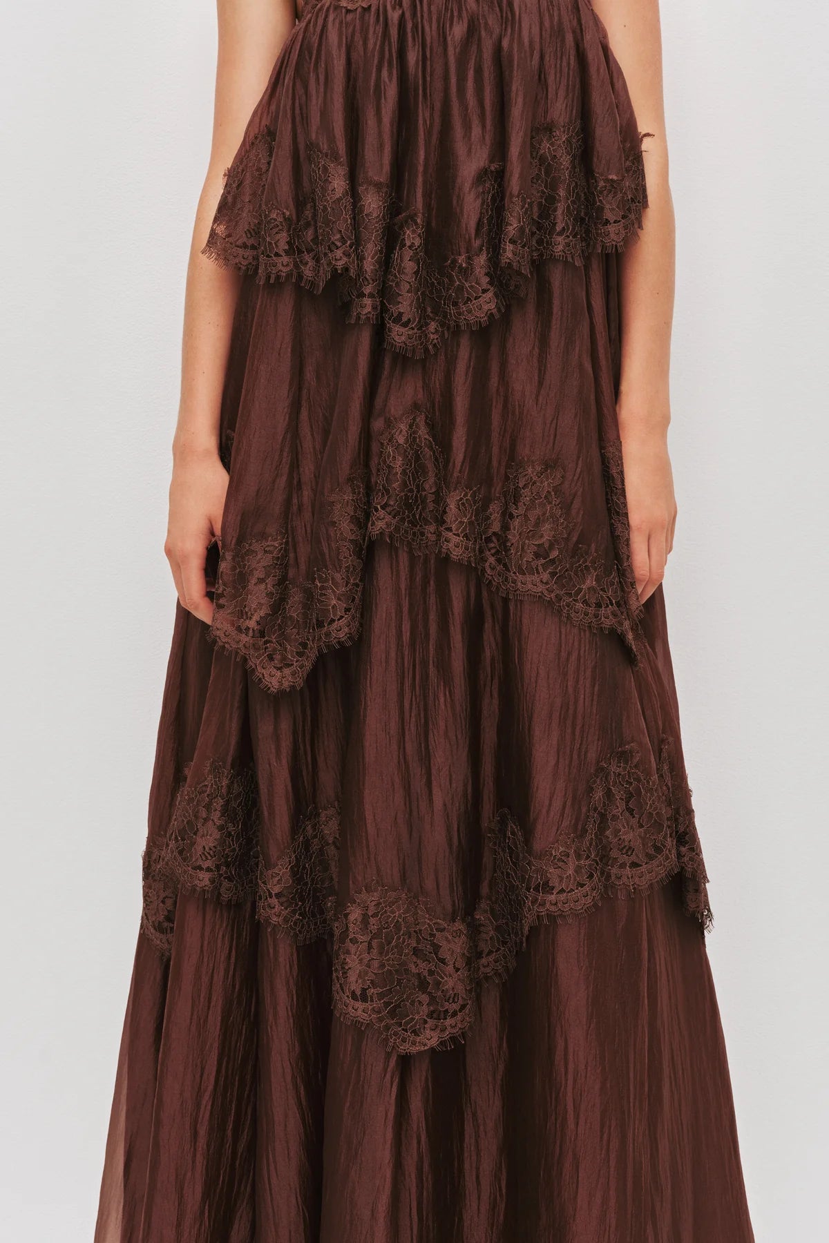 AJE - Ophelia Lace Gown in Chocolate
