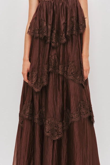 AJE - Ophelia Lace Gown in Chocolate