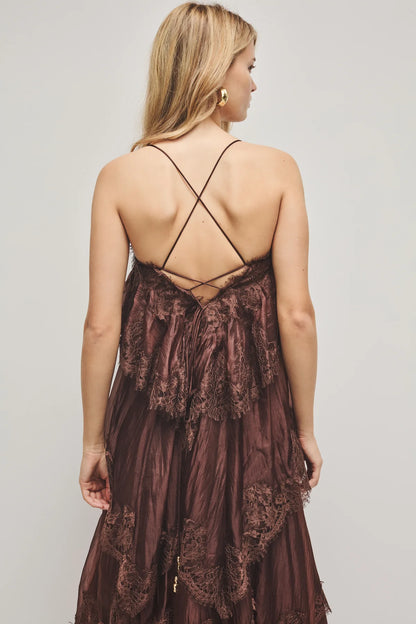 AJE - Ophelia Lace Gown in Chocolate