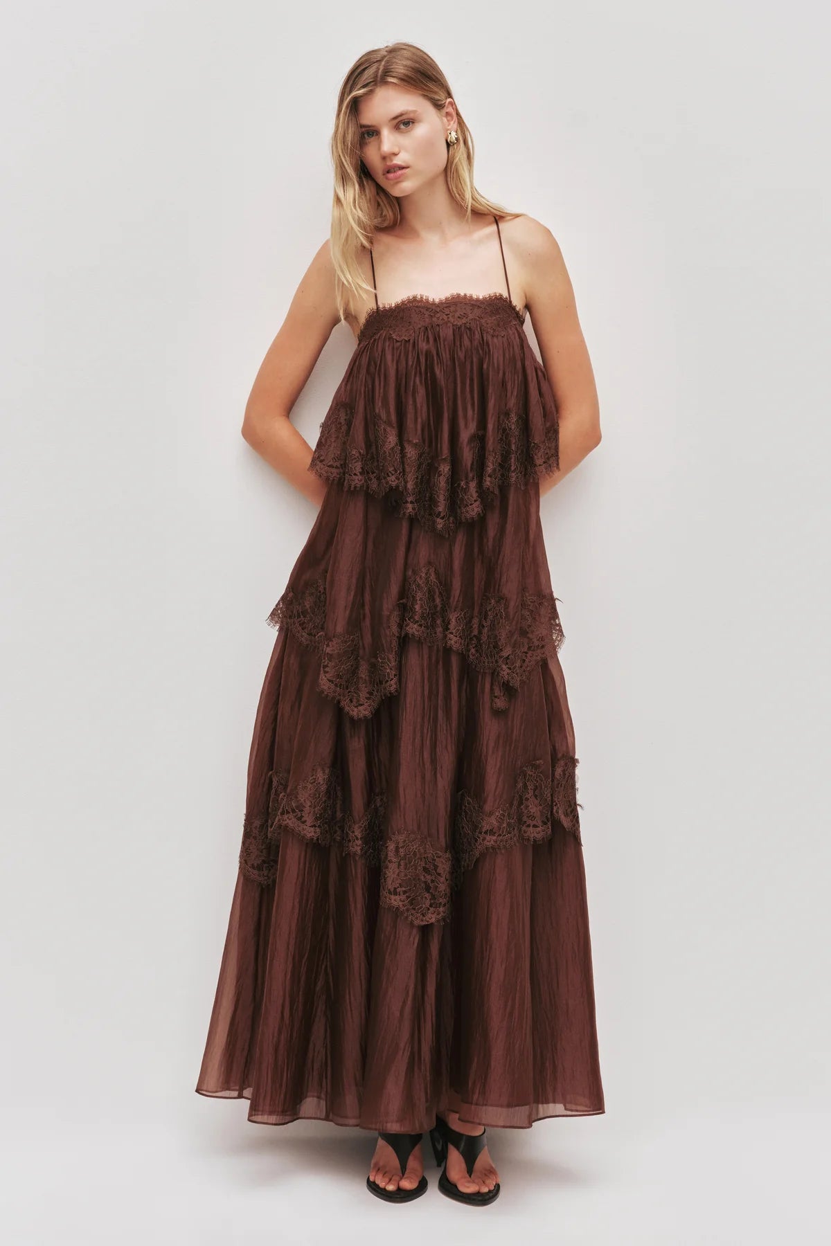 AJE - Ophelia Lace Gown in Chocolate