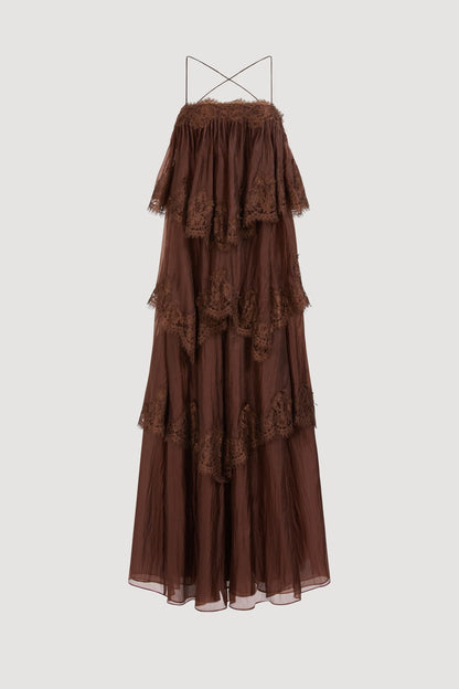 AJE - Ophelia Lace Gown in Chocolate