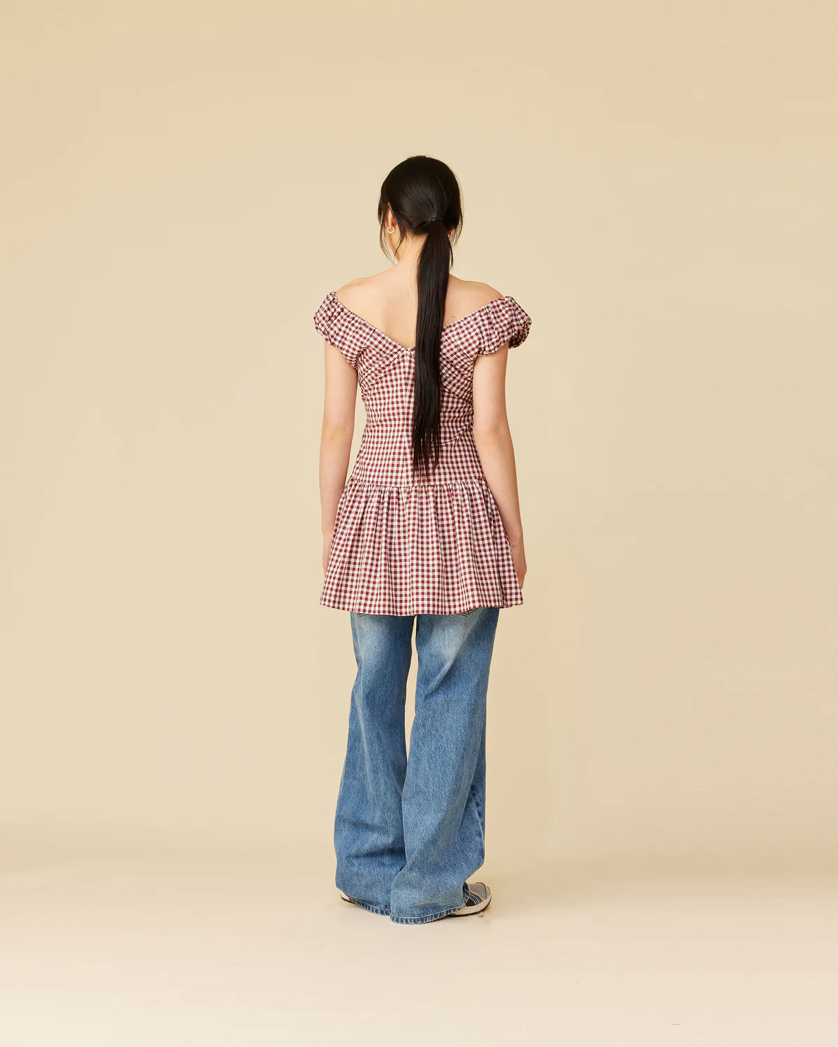 RUBY - Selma Mini Dress in Merlot Gingham