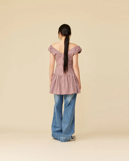 RUBY - Selma Mini Dress in Merlot Gingham