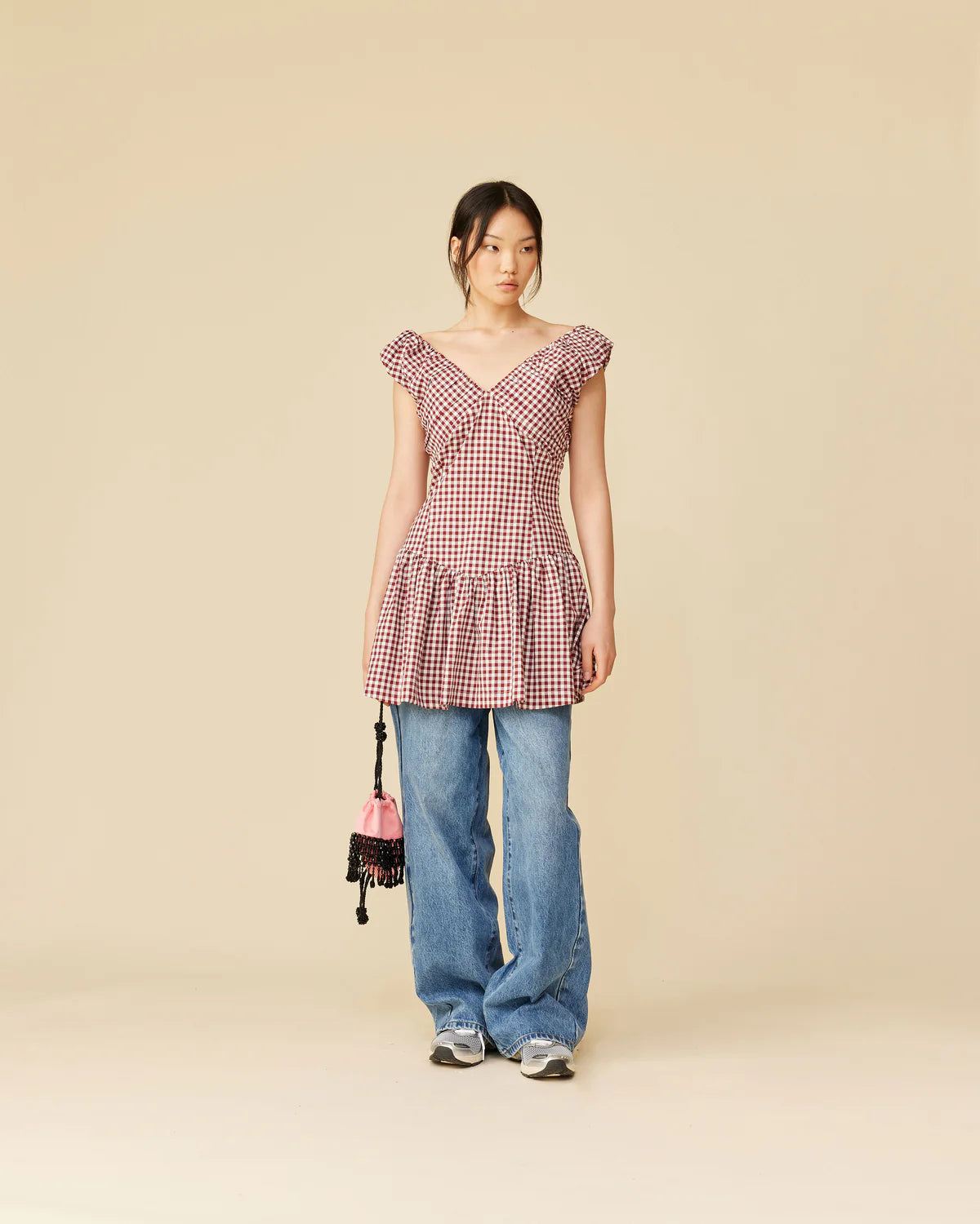 RUBY - Selma Mini Dress in Merlot Gingham