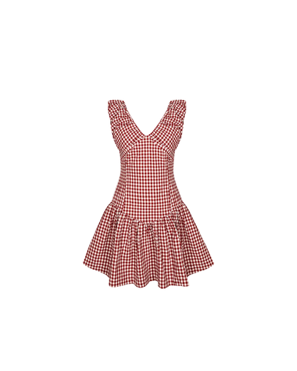 RUBY - Selma Mini Dress in Merlot Gingham