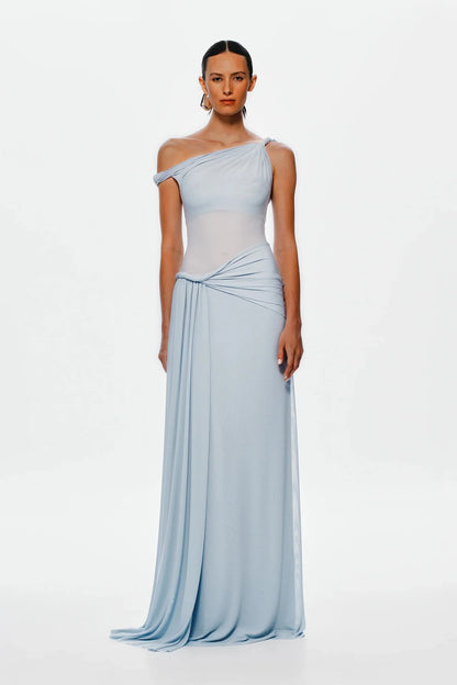 Misha - Sisal Mesh Maxi Dress in Dove