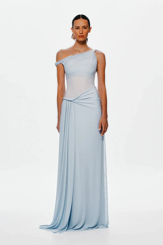 Misha - Sisal Mesh Maxi Dress in Dove