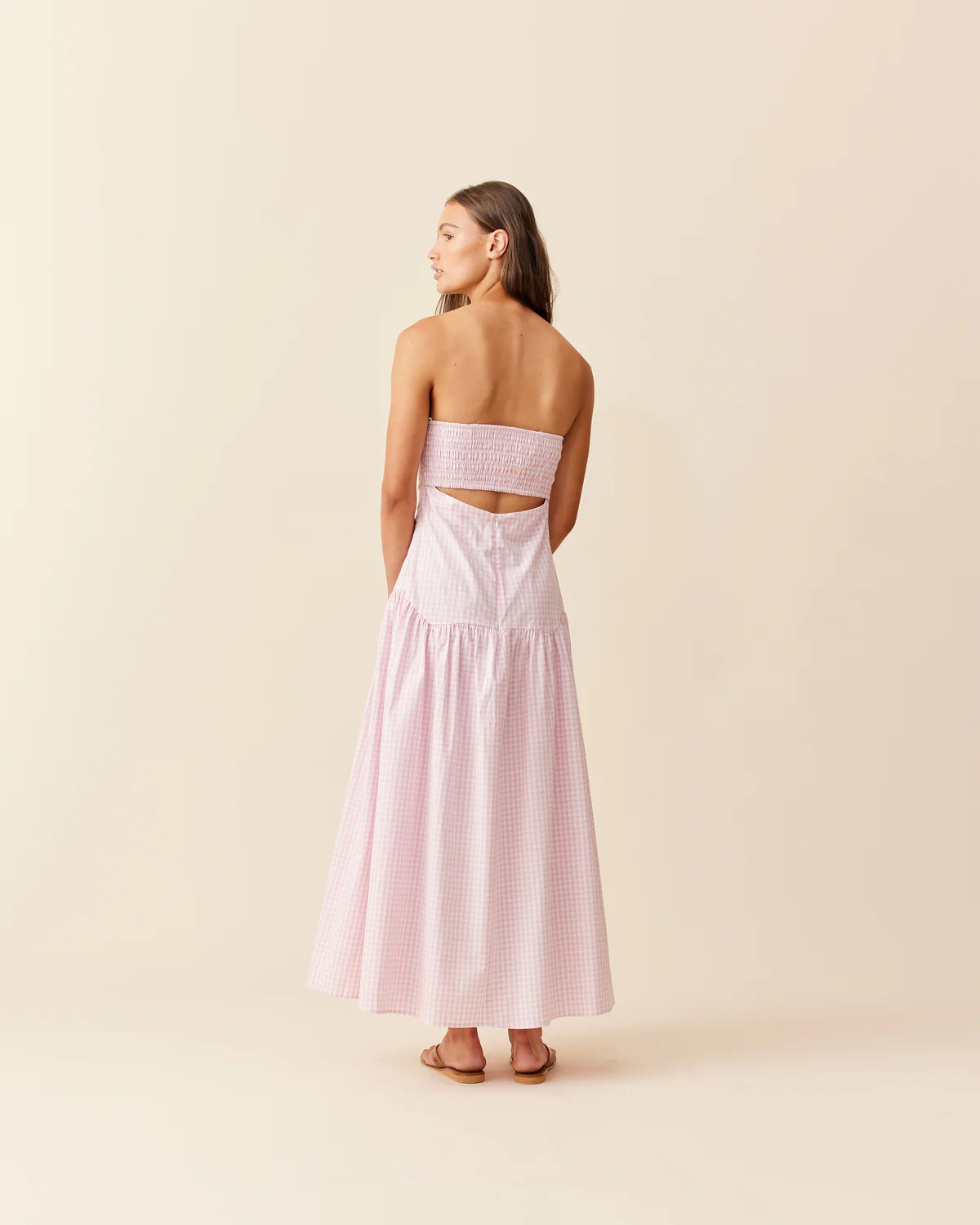 RUBY - Trulli Maxi Dress in Pink Gingham