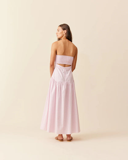 RUBY - Trulli Maxi Dress in Pink Gingham
