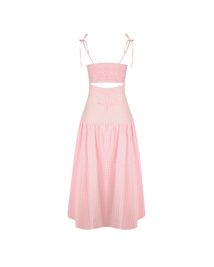 RUBY - Trulli Maxi Dress in Pink Gingham