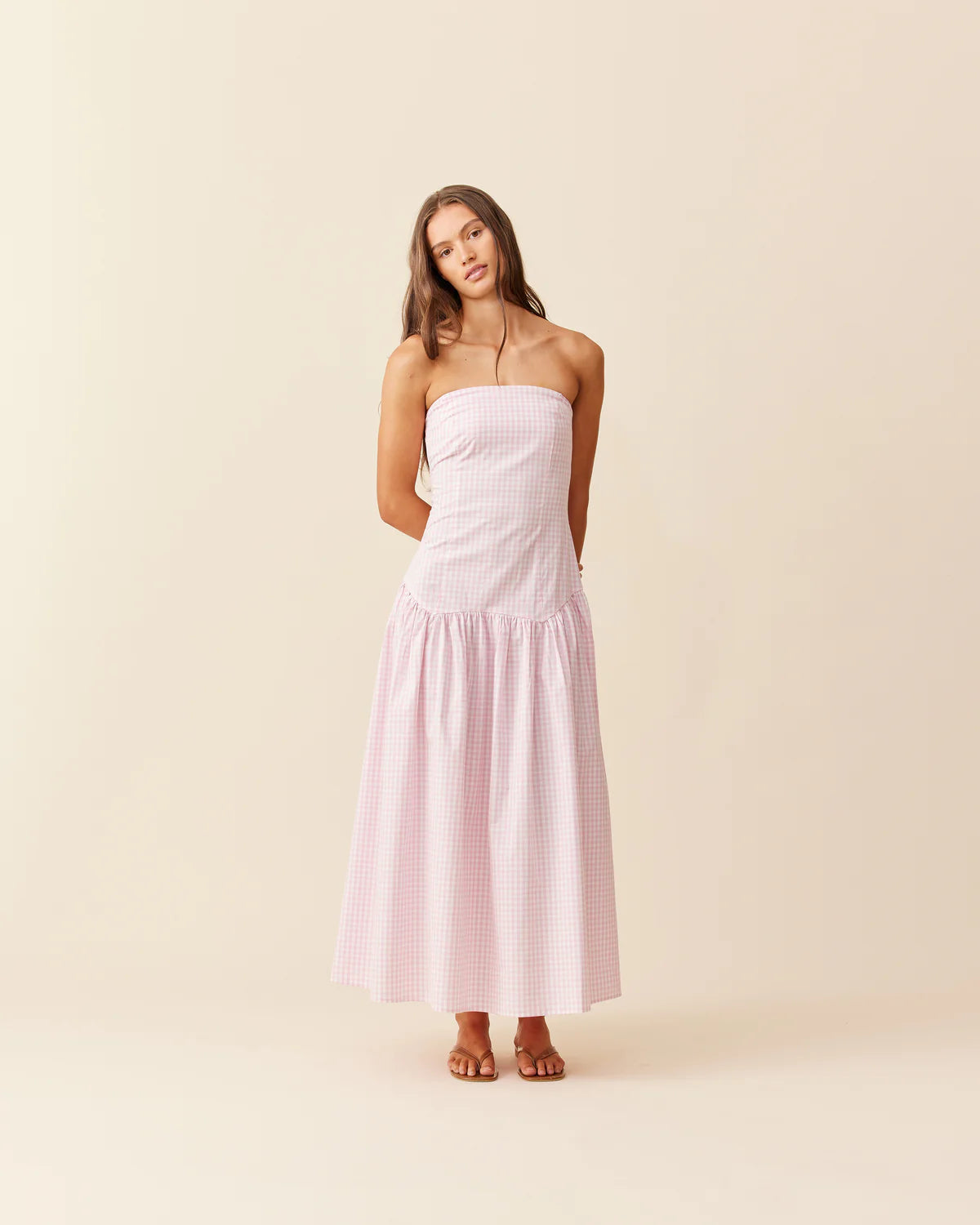 RUBY - Trulli Maxi Dress in Pink Gingham