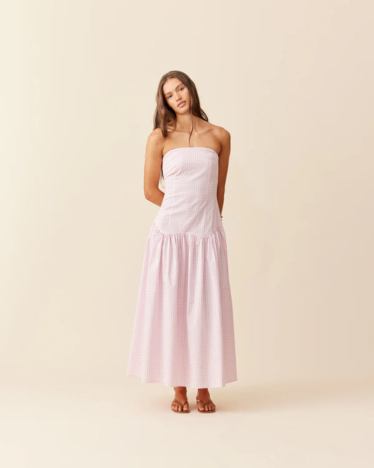 RUBY - Trulli Maxi Dress in Pink Gingham
